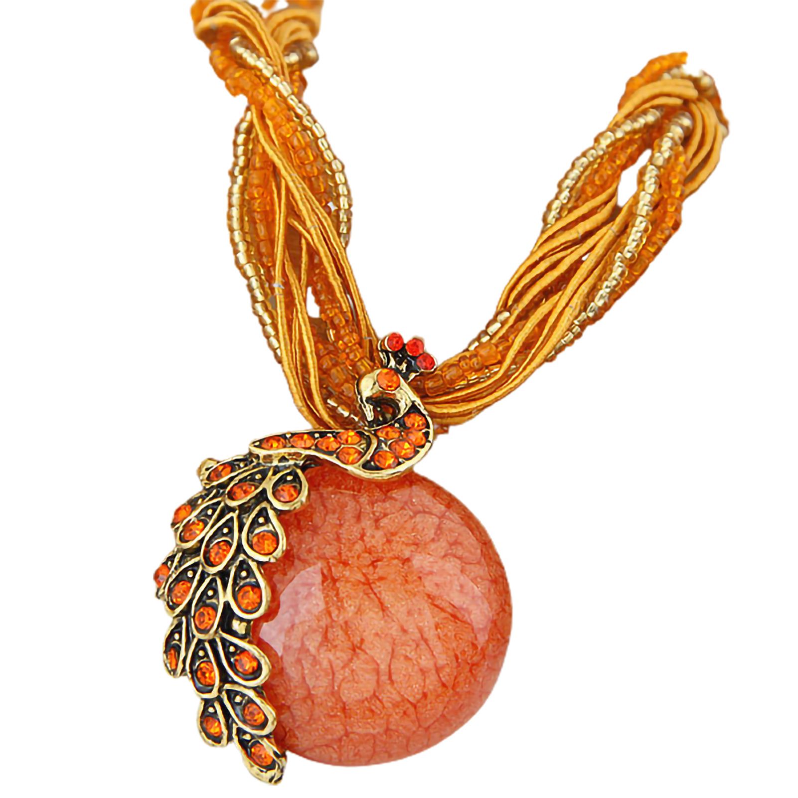 Retro Vintage Necklace Bright-colored Bohemian Style Exquisite Sweater Chain for Daily Life