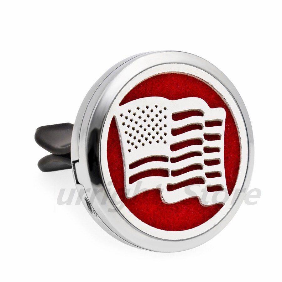 Flag cute dog compass rose Relax 30mm Diffuser Locket Car vent clip Aromatherapy Essential Oil perfume locket Magnetic 10Pads