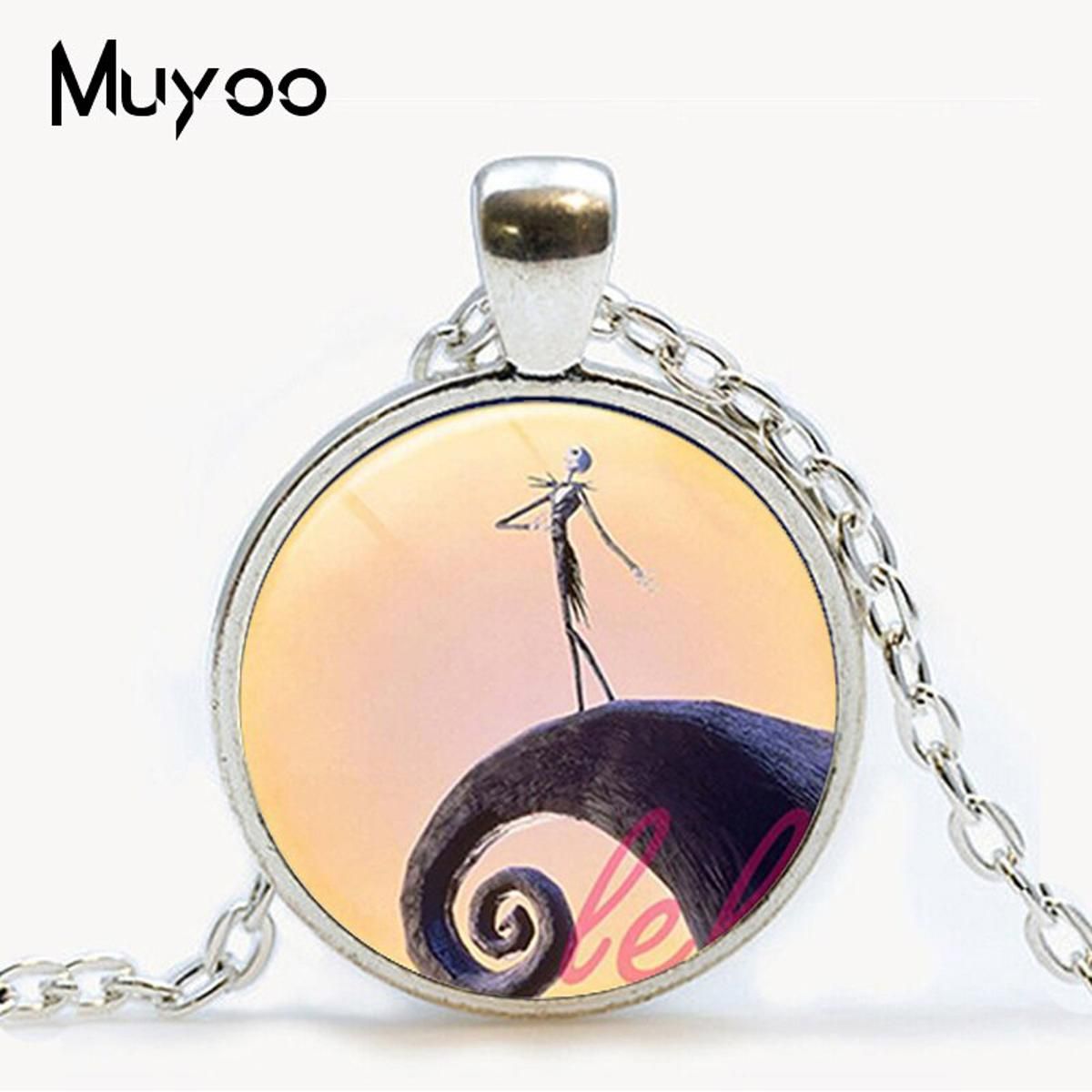 HK-003 Nightmare Before Christmas pendant Necklace jack skellington Glass Cabochon Necklace Christmas gift for children HZ1