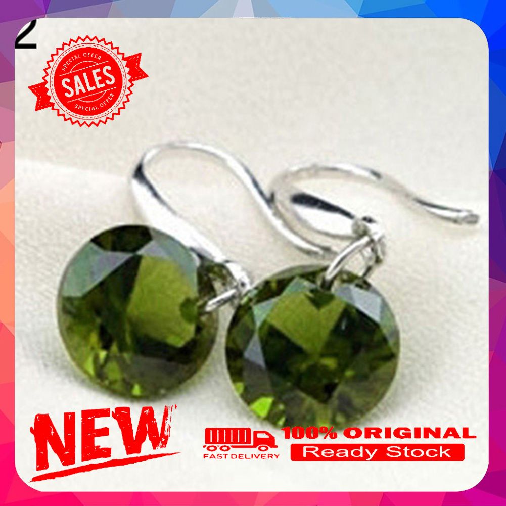Fashion Women's Silver Plated Hook Round Rhinestone Earrings Wedding Jewelry