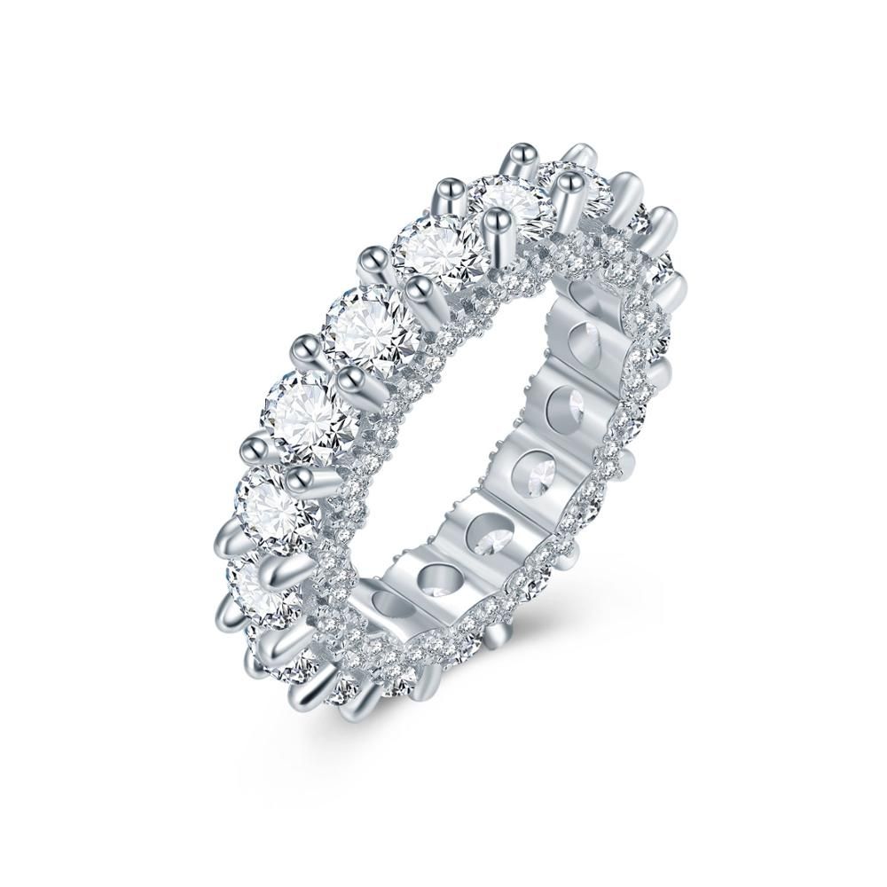 BRAVKIS Wedding Bands Eternity Rings with Zirconia for Women CZ Crystal Promise Engagement Finger Ring Bague Jewelry BUR0279