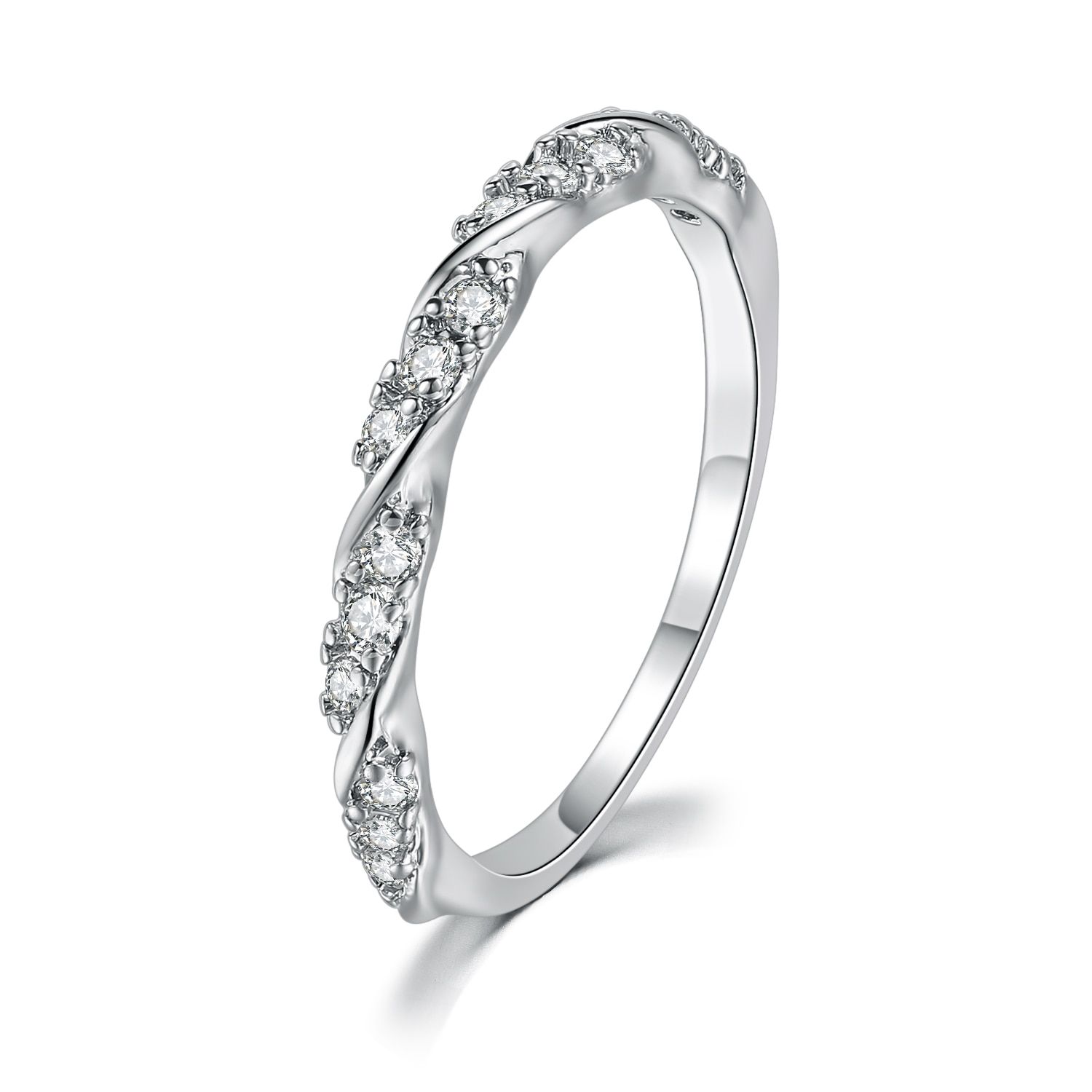 ZHOUYANG Ring For Women Thin Temperament Winding Wedding Engagement Ring Silver Color Cubic Zirconia Fashion Gift Jewelry DZR018