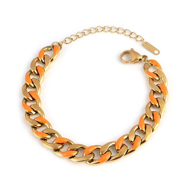 Stainless Steel Bracelets For Women Curb Cuban Chunky Punk Bracelet Women Fashion Color Thick Chain Bracelet Jewelry Gift