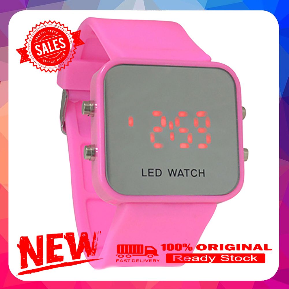 Vist Fox Unisex Candy Color LED Mirror Dial Silicone Band Quartz Sports Wrist Watch