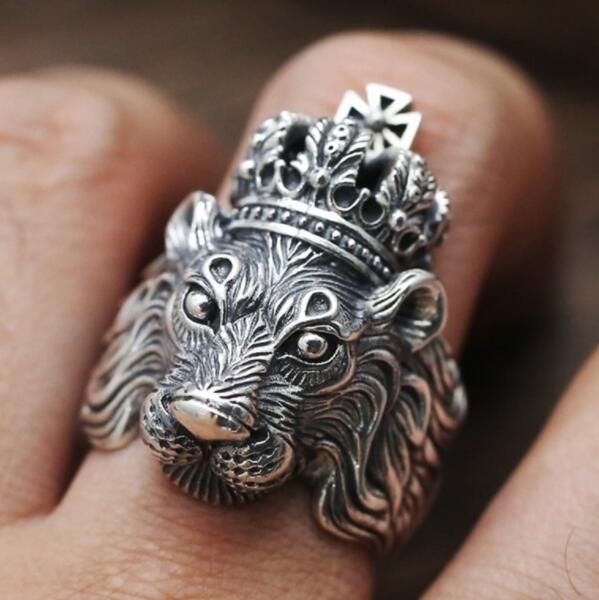 FDLK  Gothic Punk Ring For Men Retro Male Ring Exaggeration Ferocious Animal Wolf Lion Tiger Bulldog Exquisite