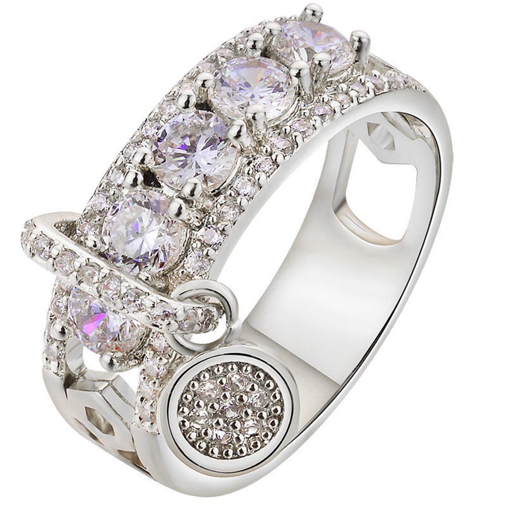 Elegant Women Rhinestone Inlaid Ring Wedding Engagement Anniversary Jewelry
