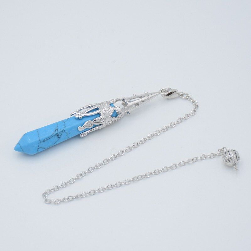 1 Pc Link Chain Stone Crystal Hexagonal Column Pendant Balancing Dowsing Wicca Charms Jewelry(null)