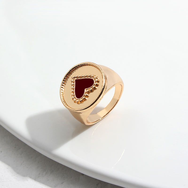 Flatfoosie Fashion Metal Heart Rings For Women Hollow Gold Color Minimalist Adjustable Heart  Finger Ring Charm Jewelry