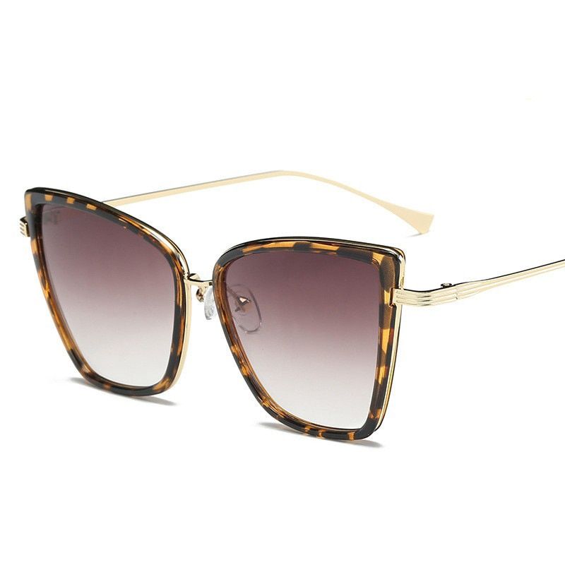 2021 New Brand Designer Cateye Sunglasses Women Vintage Metal Glasses For Women Mirror Retro Lunette De Soleil Femme UV400