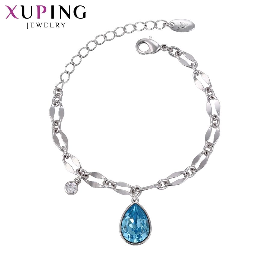 Xuping Jewelry est Fashion Water Drop Multicolor Crystals Bracelets with Rhodium Plated Ladies 76071