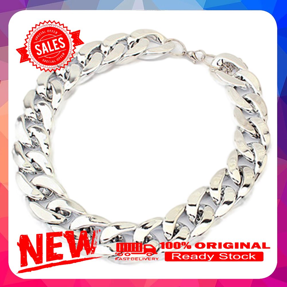 Women Simple Style Cut Link Chain Shiny All Match Necklace Jewelry