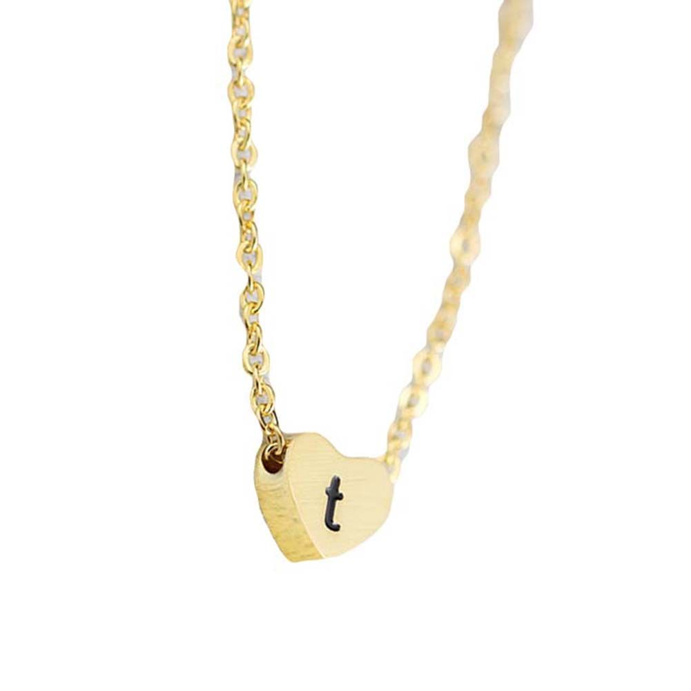 Fashion Women English Letters Carved Heart Pendant Chain Necklace Jewelry Gift