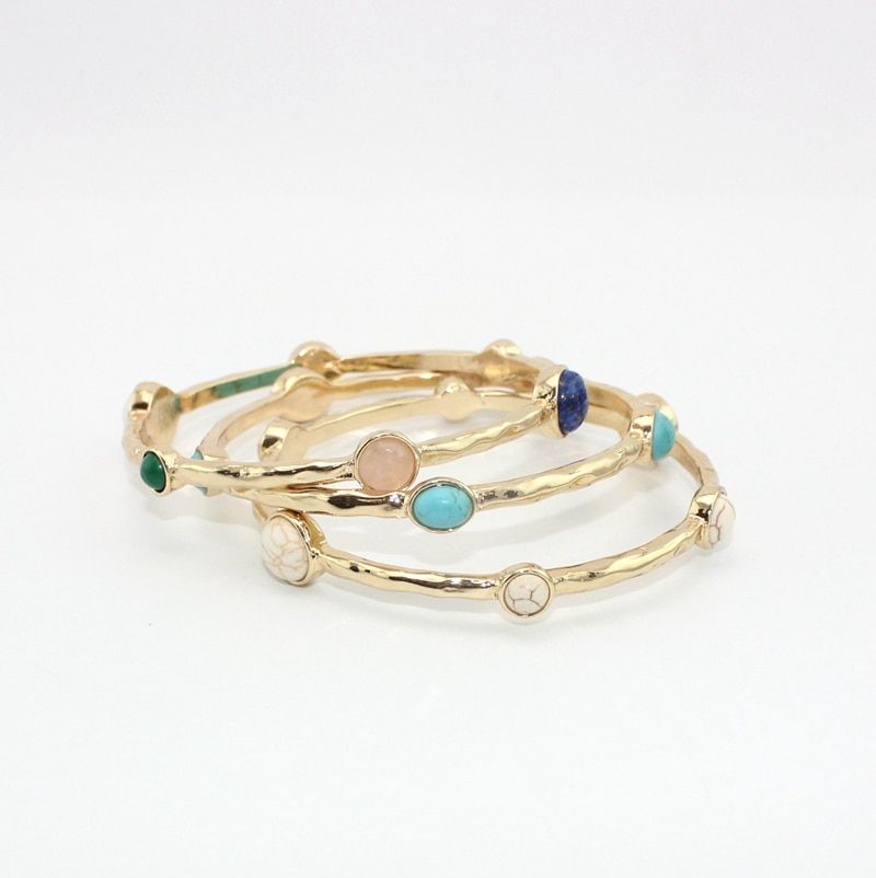 2016 6 Dot Stone Insert Fashion Chunky bangles for women