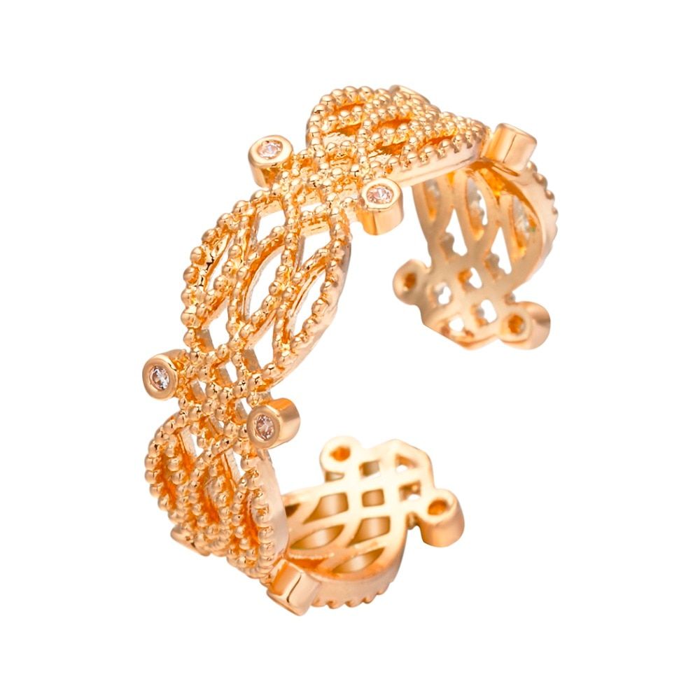 Cxwind Fashion Twisted Vine Grape Balls Rings for Women's Knuckle Bead Ring Gold Color Finger Jewelry Gift Female Statement Ring