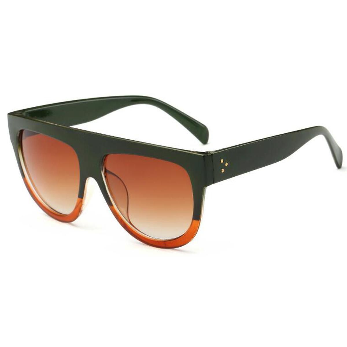 green tea teaRivet Kim Kardashian Sunglasses Luxury Brand Designer Retro Vintage Sun Glasses Female Black Flat Top Shades For Women Oculos