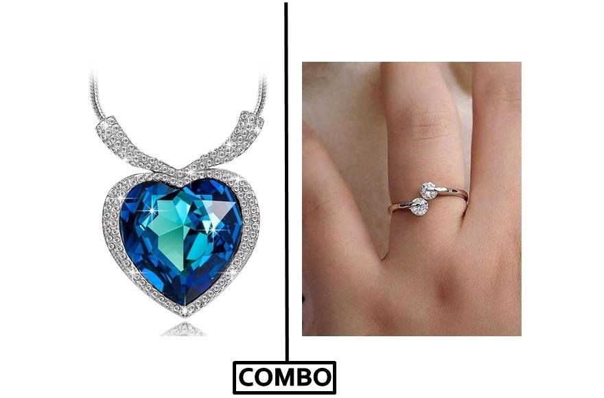 Combo of Titanic Heart Shaped Necklace + Finger Ring