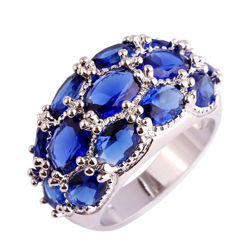 lingmei Wedding Band Chic  Fashion Women AAA Cubic Zirconia Silver Color Ring Size 6-10 11 12 13 Charming Jewelry Wholesale