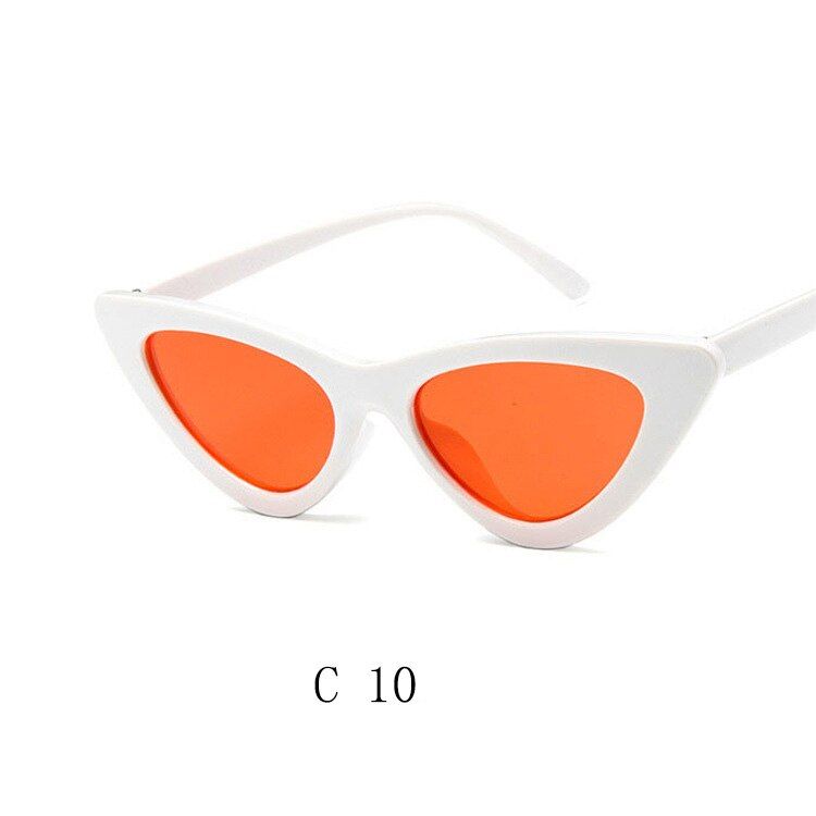 C10White-OrangeSunglasses cute retro cat's eye sunglasses women small black white 2018 triangle vintage cheap sun glasses red female uv400