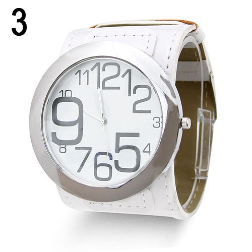 Men Women Luxury Sport Faux Leather Big Marker Analog Quartz Wrist Watch