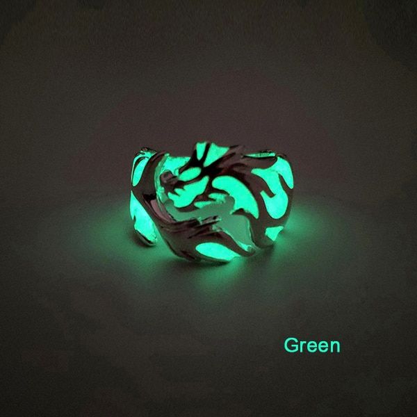 Luminous Dragon Ring for Men Adjustable size arresting Noctilucent Night Light Glowing In The Dark Moon Jewelry