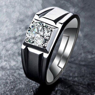 Lovers Adjustable Crystal Rings Set Stainless Steel Love Wedding Couple Open Ring Party Engagement Charm Jewelry Women Men