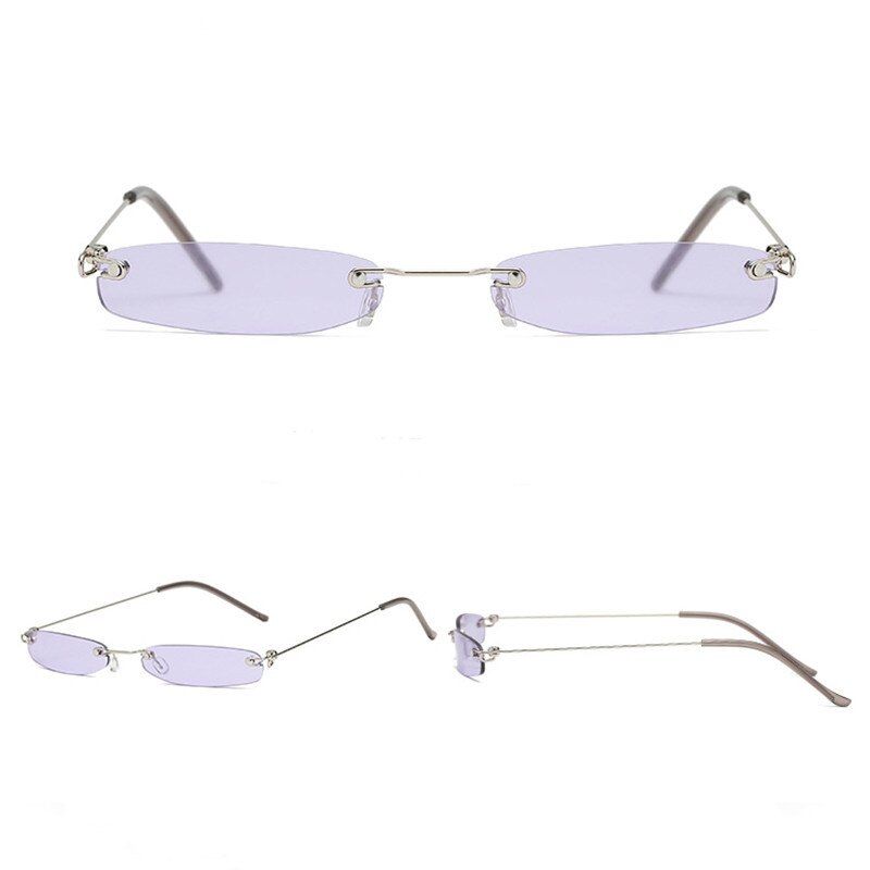 CTrend 2021 Luxury Rimless Elegant Sun Glasses Female Mini Small Brand Designer Square Sunglasses Women Blue Yellow Glasses Men