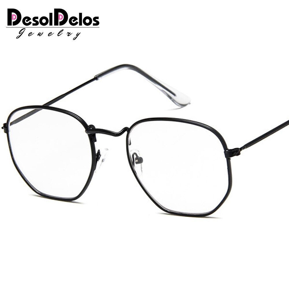 black clearNew Arrival Polygon Clear Square Sunglasses Women Fashion Brand Design Lady Vintage Metal Small Frame Plain Sun Glasses 2019