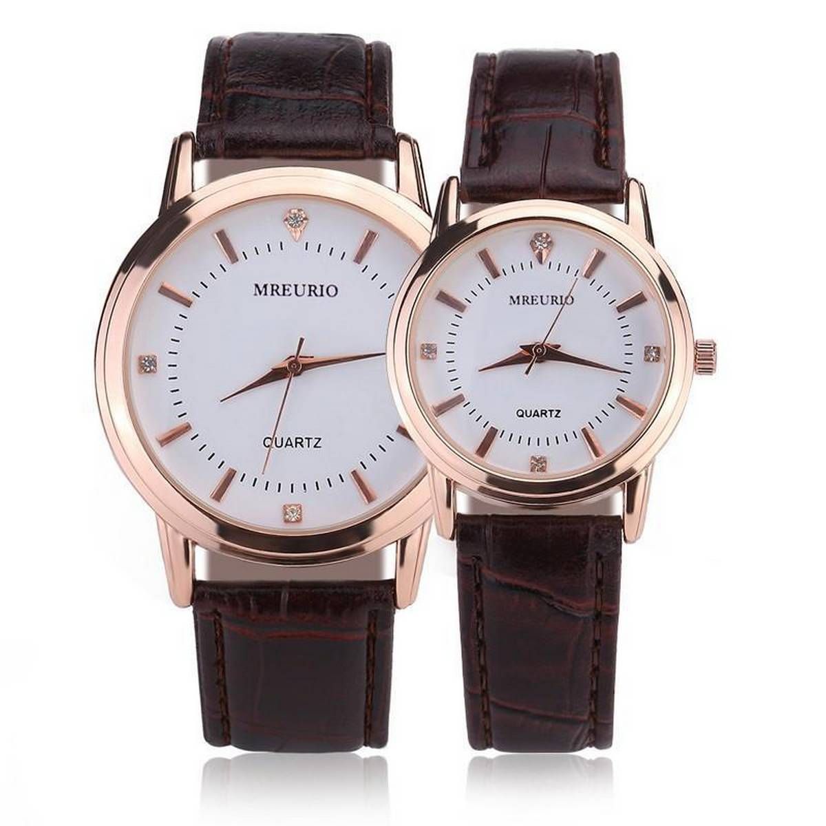Couple Watch Casual Quartz Leather Watch Lovers Women's Clock