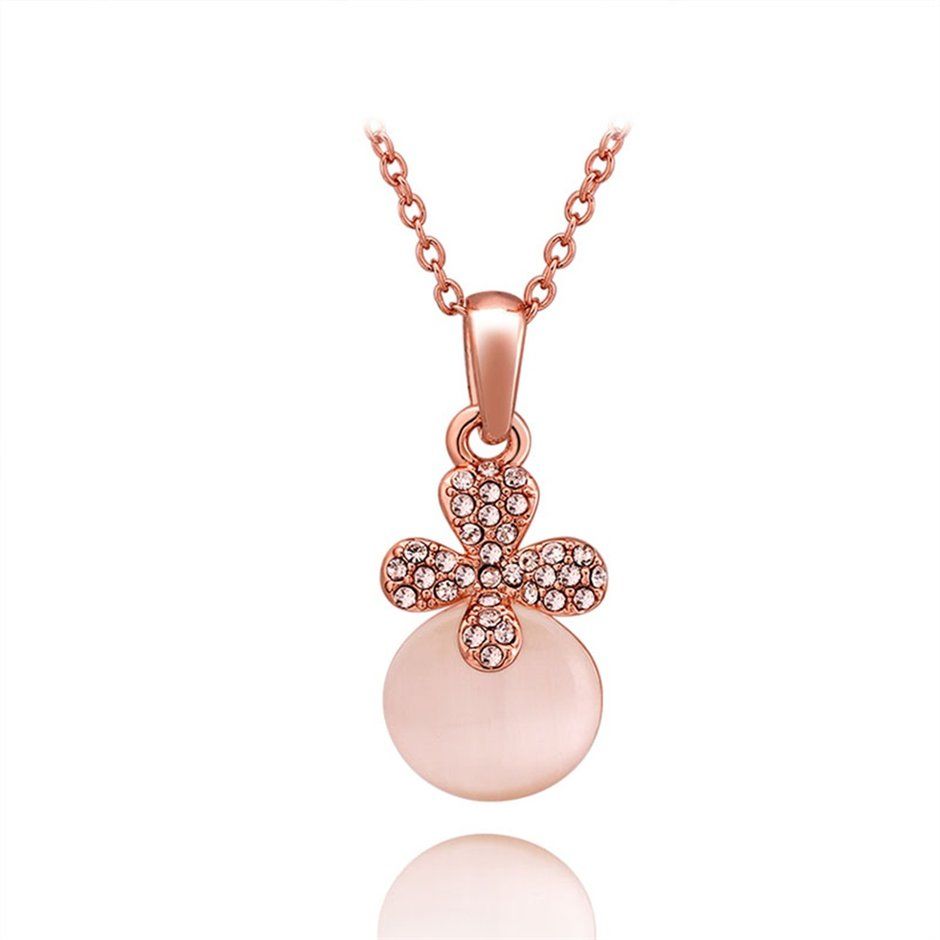 Zircon Simple Lovely Flower Pattern Rose Gold-plated Long Necklace Gift