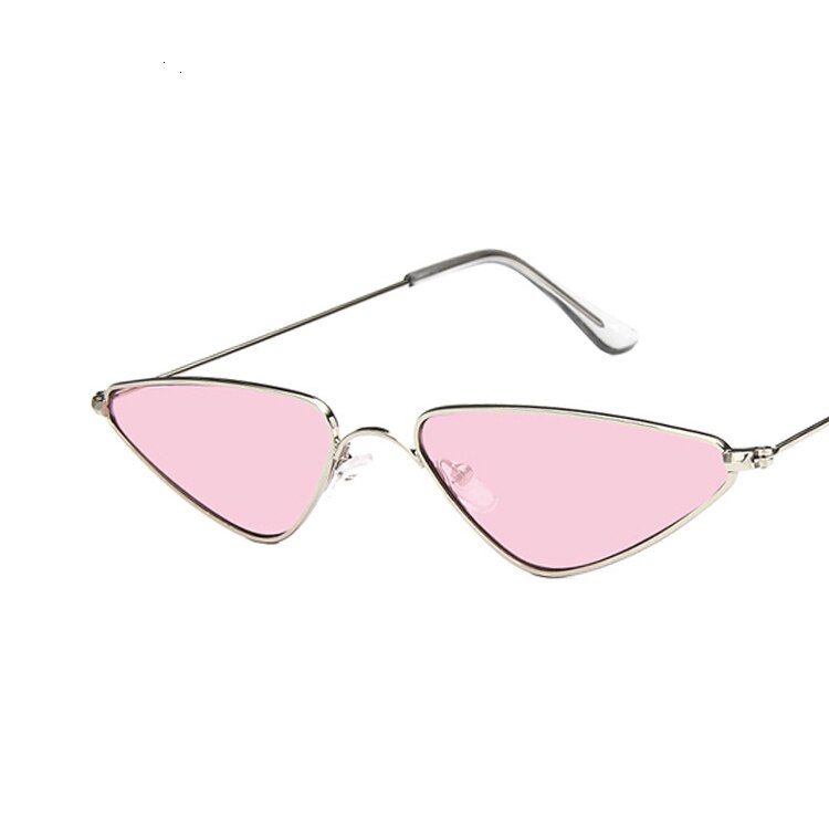 PinkVintage Retro Triangle Cat Eye Sunglasses Women Small Metal Frame Mirror Eyewear Brand Designer Feminino Cateyes Eyeglasses