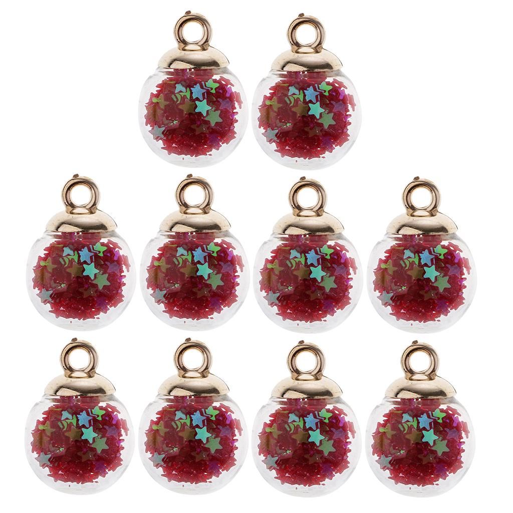 2x10 Pieces 16mm Tiny Star Glass Ball Charms Pendant DIY Craft red