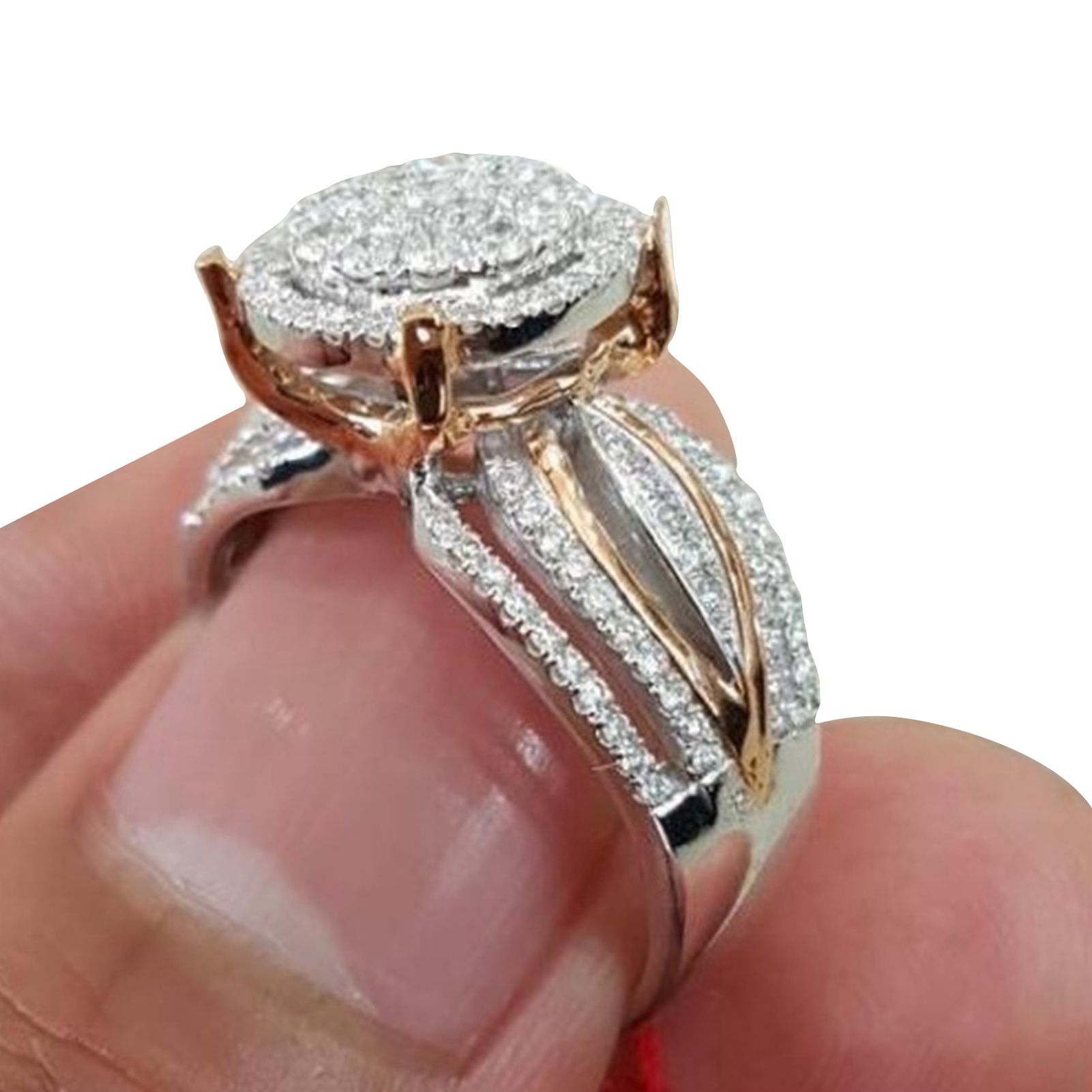 Wedding Ring Rhinestone Inlaid Big Faux Gem Decor Wedding Ring