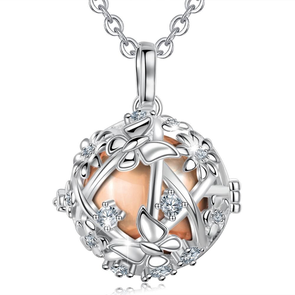 Eudora 20mm Harmony Ball Pendant Necklace butterfly CZ Crystal Locket Cage fit 20/18mm Sound Chime Ball for Pregnant Women K264