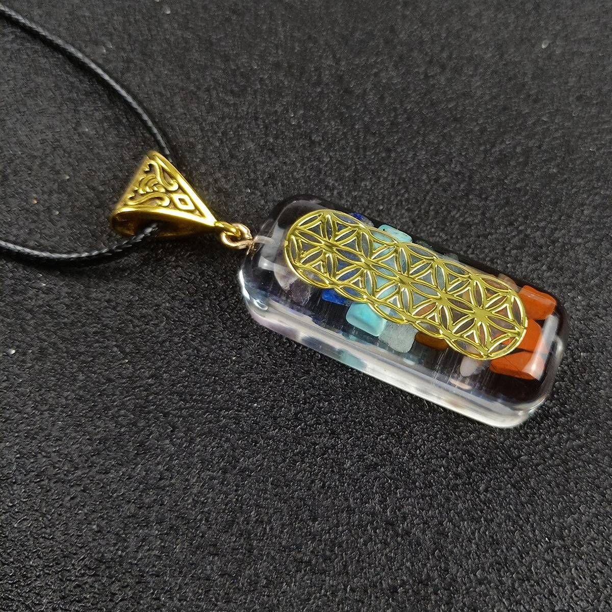 Reiki Healing Chakra Stone Natural Orgone Pendant Necklace Energy Pendulum Amulet Orgonite Crystal Necklace Meditation Balance