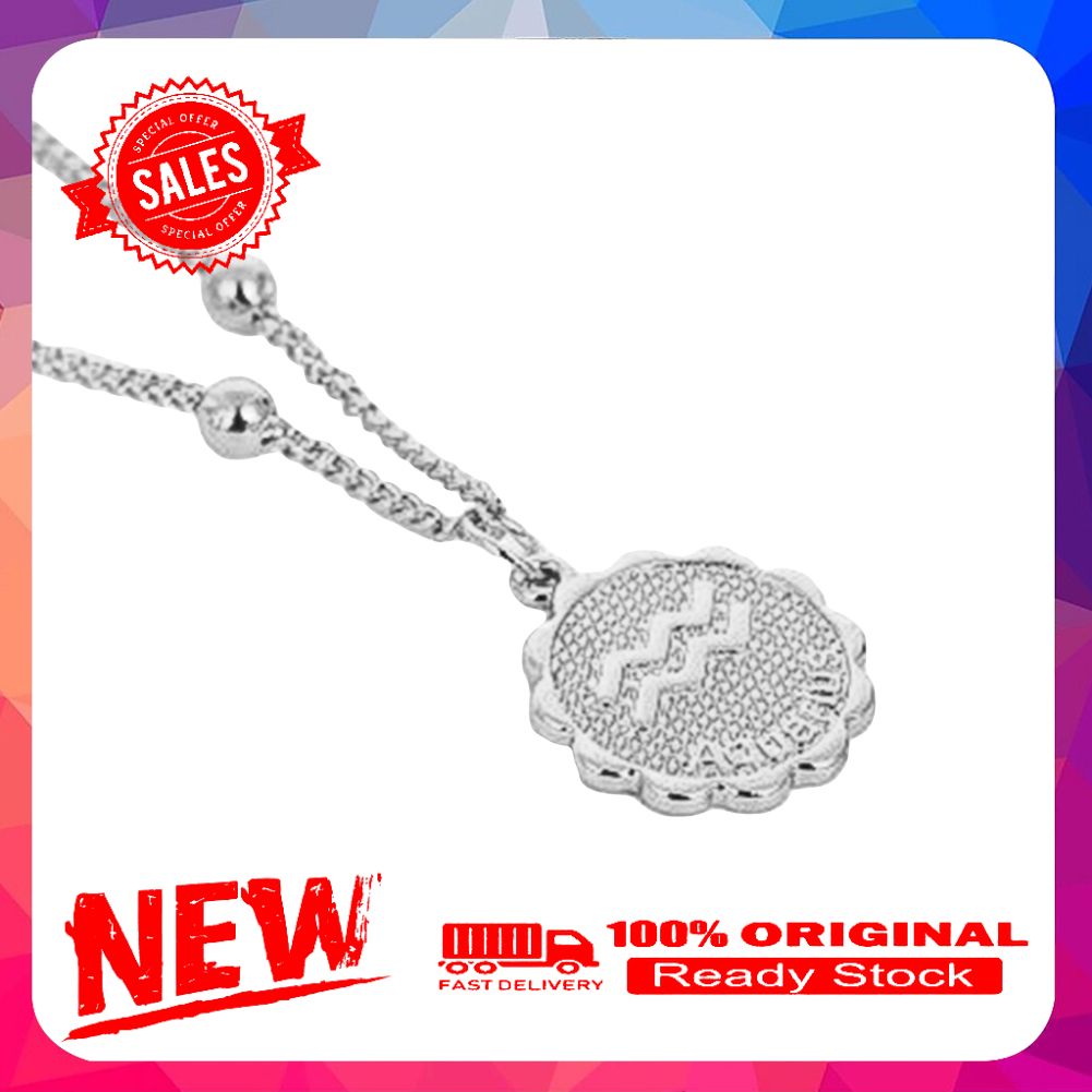 Women 12 Constellations Coin Pendant Metal Clavicle Chain Necklace Jewelry Gift