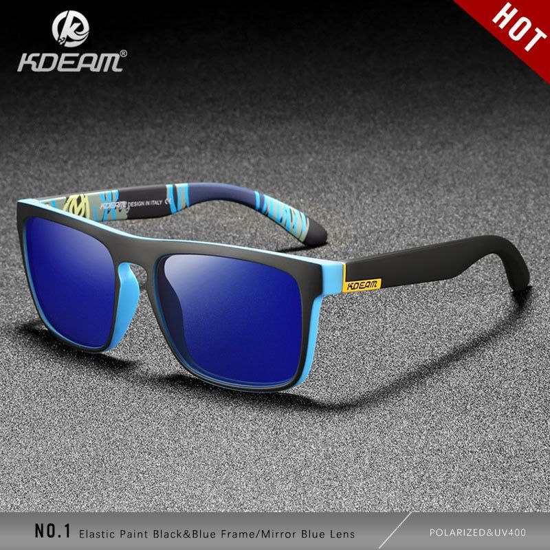 C1KDEAM Polarized Designer Square Sunglasses Men or Women Elastic Paint Frame Mirror Sun Glasses 17 Colors Available