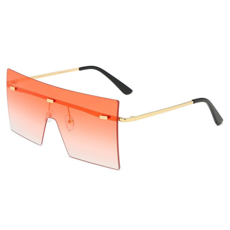 Gradient OrangeOversized Brown Sunglasses 2020 Women Retro Vintage Sunglasses Luxury Brand Rimless Eyewear Oculos De Sol Feminino Big Shades