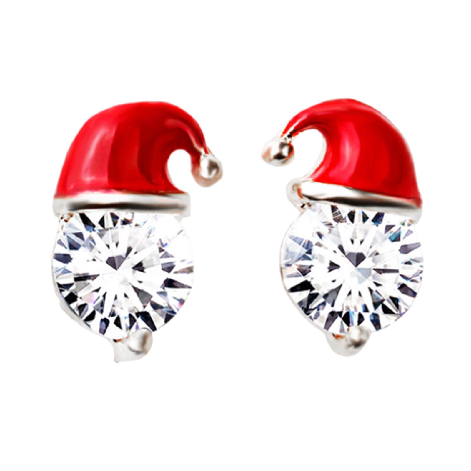Earrings Christmas Hat Design Exquisite Alloy Rhinestones Inlaid Ear Studs for Women