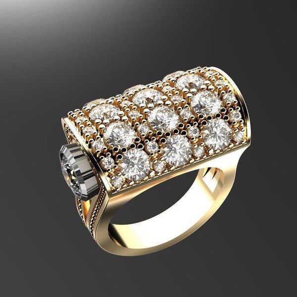 Luxury White Zircon Gold Color Rings Female Round Rhinestone Inlay Ring For Bridal Engagement Jewelry