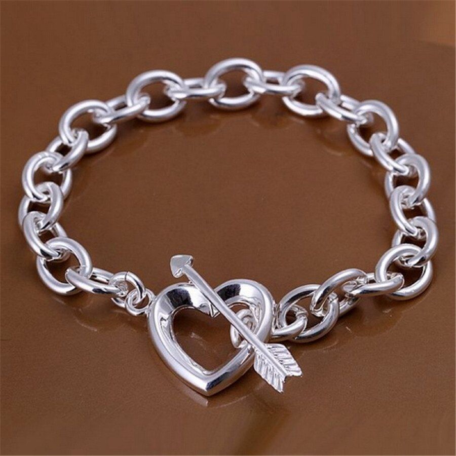 Noble wedding women men silver color 6MM Flat Bracelet CHAIN fashion classic jewelry stamped JSH219