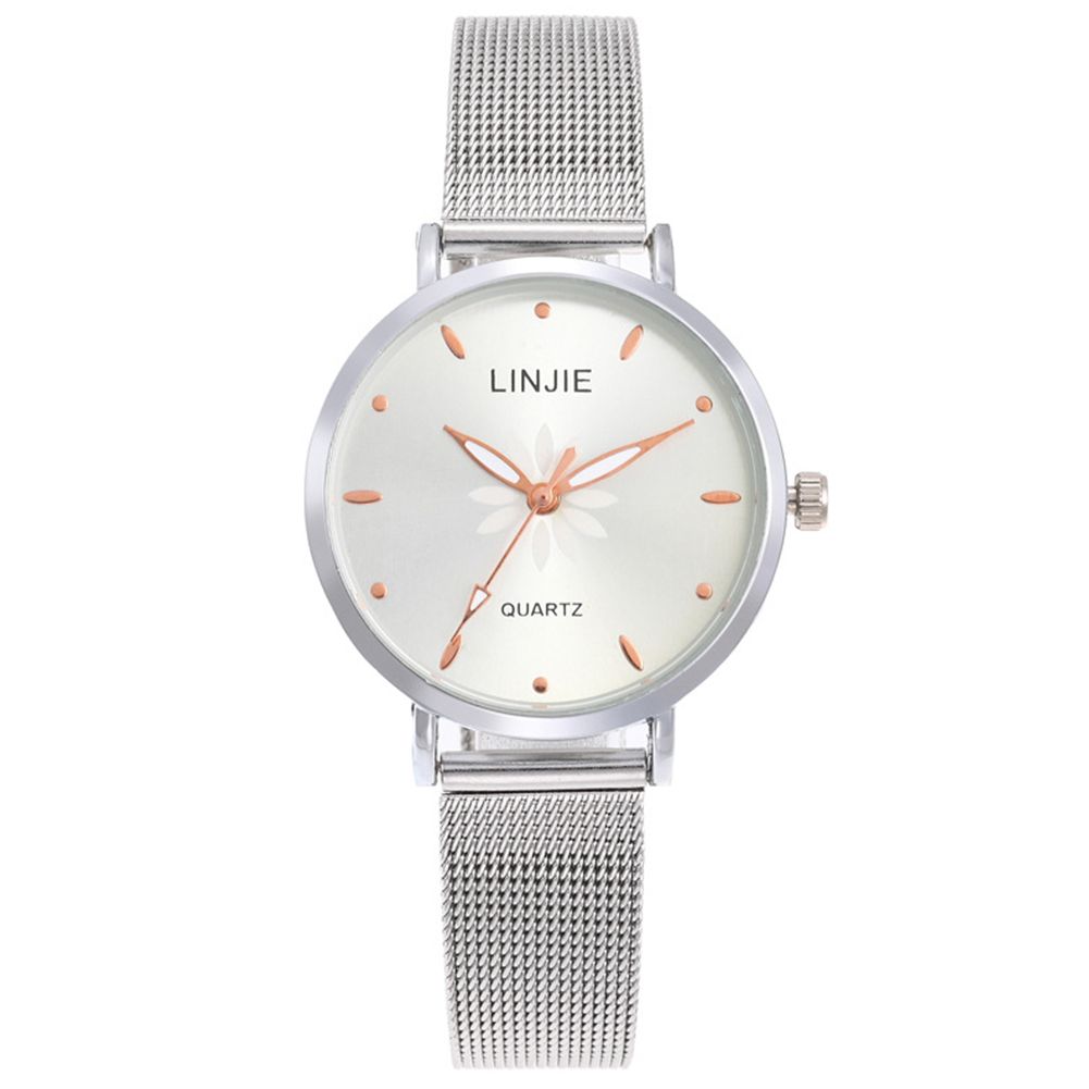 Lady ple Leaves Quartz Watch Colorful Dial Mesh Alloy Band og Wristwatch