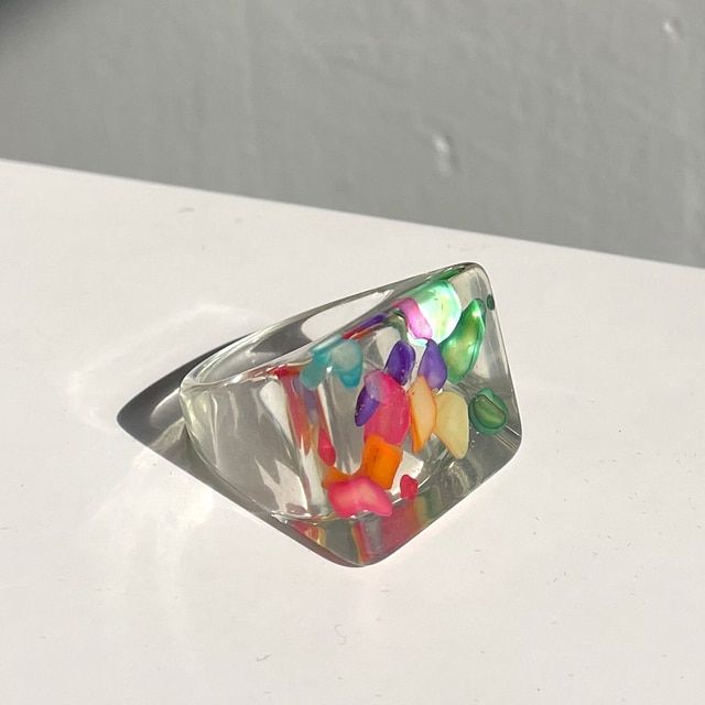 HangZhi 2020 Korean Trendy Colorful Crystal Cartoon Smiley Face Letters Square Chunky Rings for Women Party Jewelry Gifts