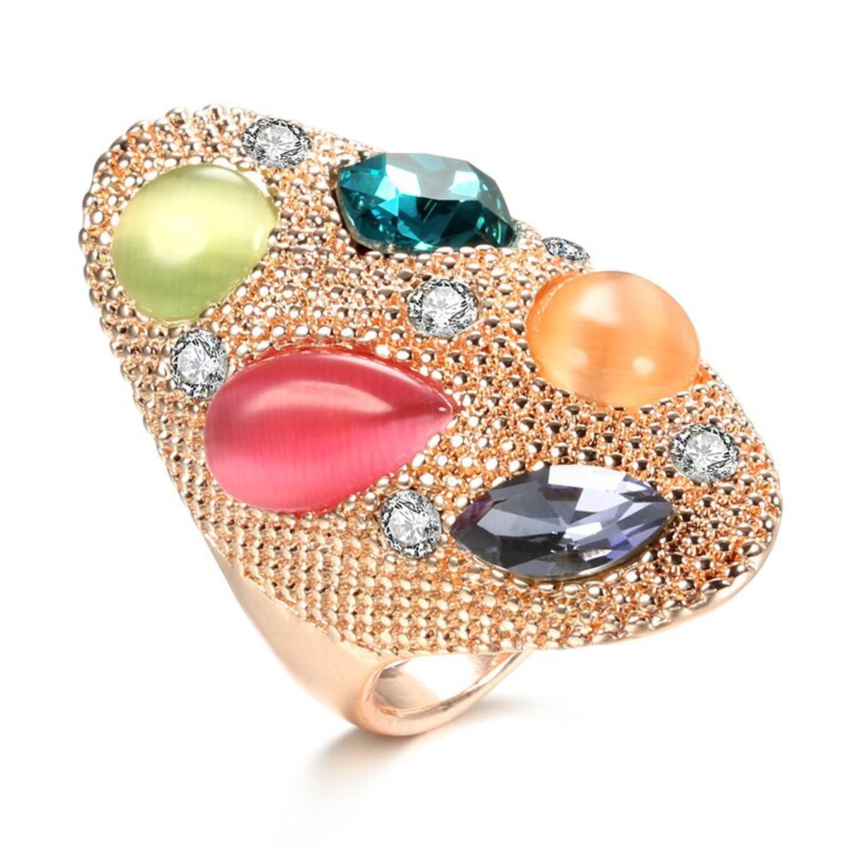 Kinel Luxury Purple Big Wide Rings Gold Color Cubic Zirconia Stone Wedding Band Big Rings For Women Vintage Jewelry Party Gift
