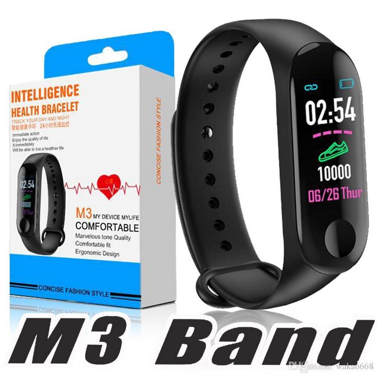 Original M3 Fitness Bracelet OLED Color Touch Screen Smart Wristband