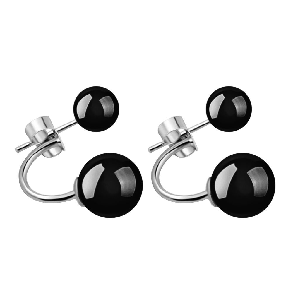 Fashion Women Double Sided Faux Agate Ear Jacket Earrings Party Jewelry Gift