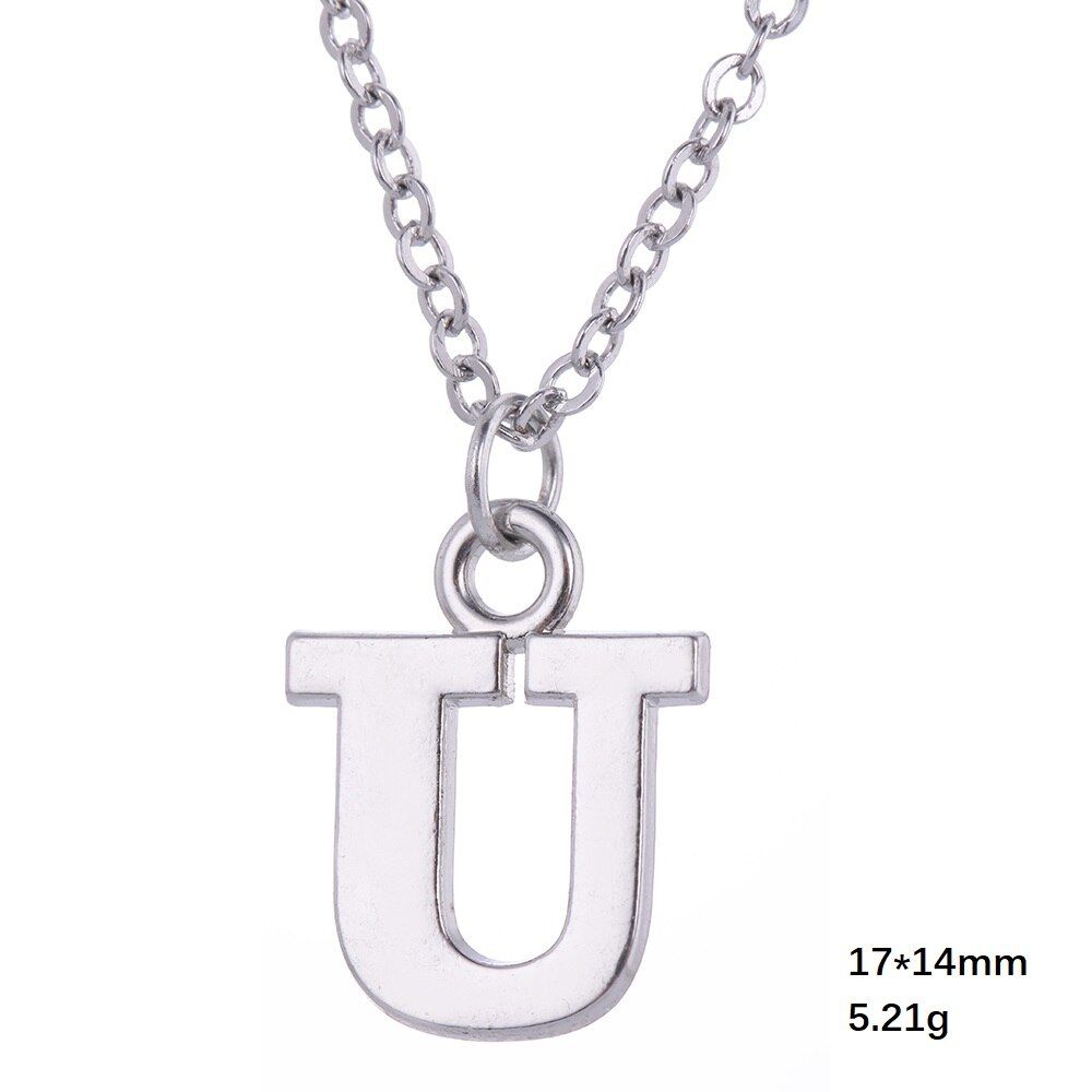 Teamer 26 Alphabet Letter Pendant Necklace DIY Initials Name Gifts Silver Color Necklace Adjustable Chain for Women