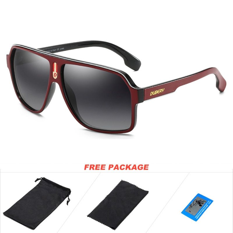 DUBERY Pilot Oversized Polarized Sunglasses Men Black Sports Sun Glasses UV400 Goggles-C8-Only sunglasses