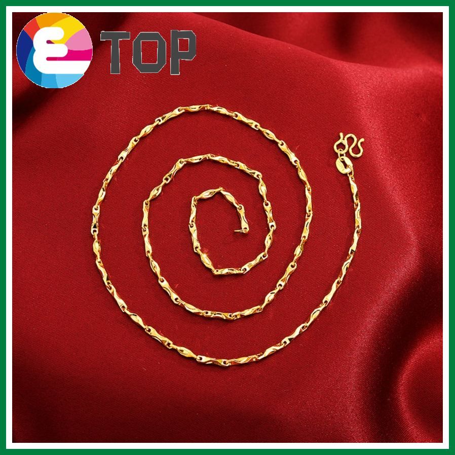 Gold Color Men'S And Women'S Collarbone Chain Double Water Wave Snake Bone Ingot Cross Word Caterpillar Box Chain Sand Gold Necklace