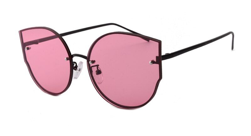 Pink TransperantFashion Sunglasses Women Round Cat eye Sunglasses UV400 High Quality oculos de sol feminino Metal Frame Colorful Glasses 740R