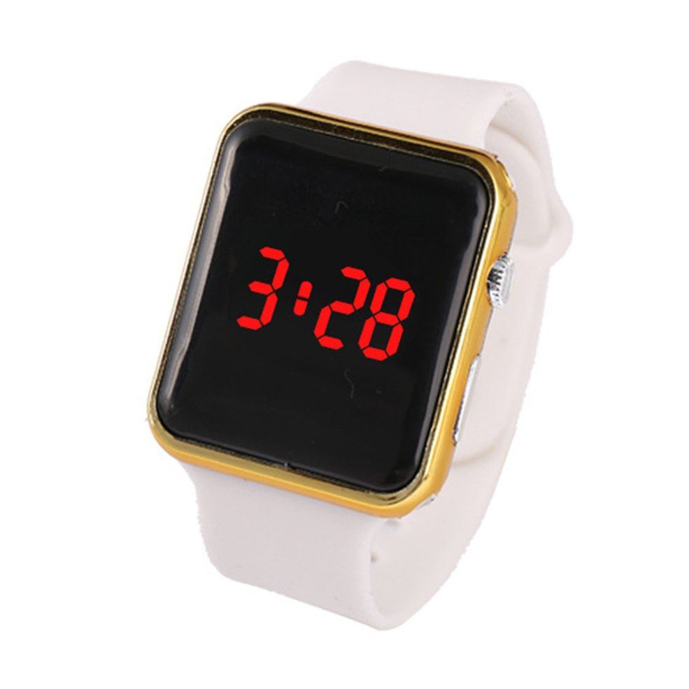 Electroplated Led Square Watch For Apple Couple Sunglasses Electronic Watch - Golden